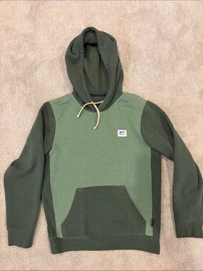 Patagonia Two-Tone Green Hooded Pullover Sweatshirt